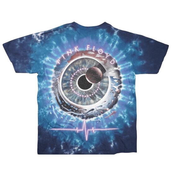 Vintage 2005 Pink Floyd Liquid Blue Tie Dye Eye Galaxy Band T-Shirt Sz L Rare - Picture 3 of 3